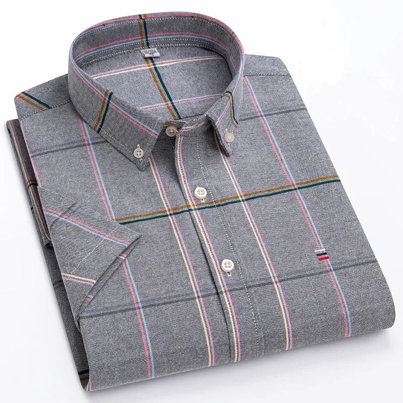 Men's Cotton Shirt, Tailored Fit Breathable Button-Up Business Casual Long Sleeve Shirt