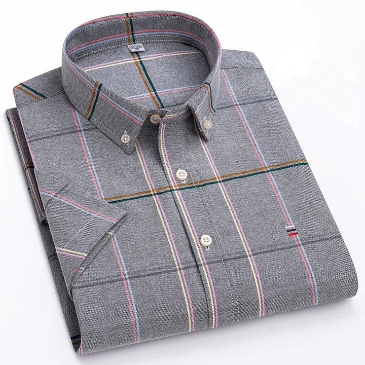 Men's Cotton Shirt, Tailored Fit Breathable Button-Up Business Casual Long Sleeve Shirt