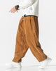 Wide-leg ribbed corduroy trousers with a drawstring waist