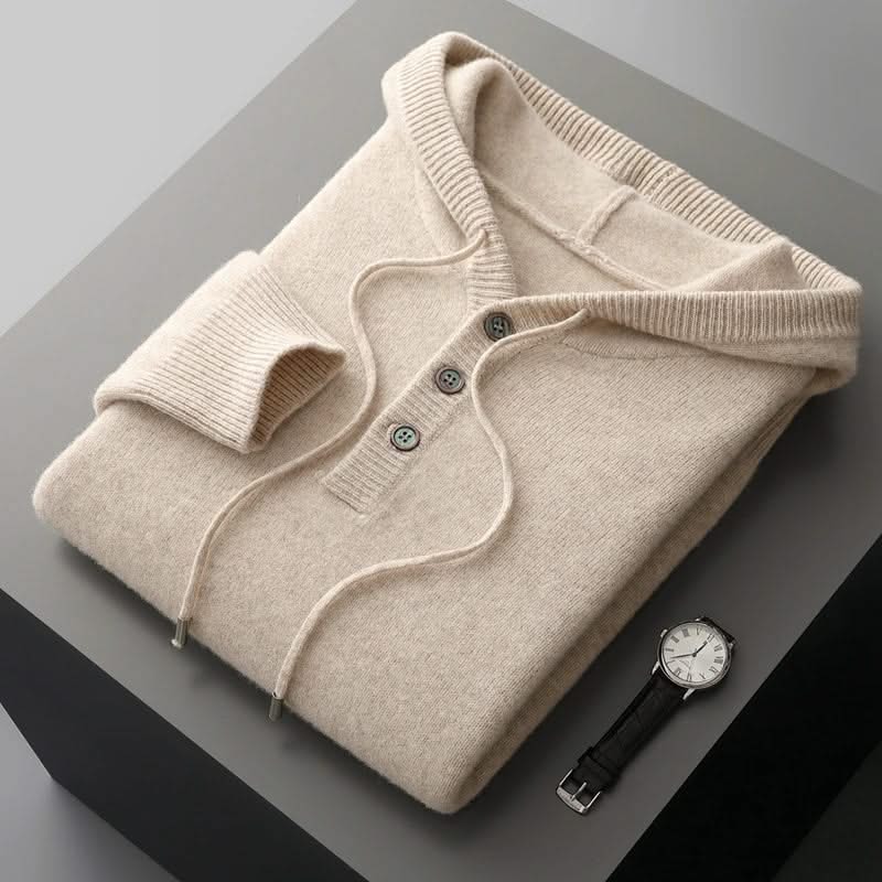 Button front hoodie with drawstring hood and ribbed trims