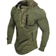 Men's hooded sweater with lace-up front and zip pockets