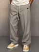 Men's Wide Leg Trousers, Pleated Front, Drawstring Waist