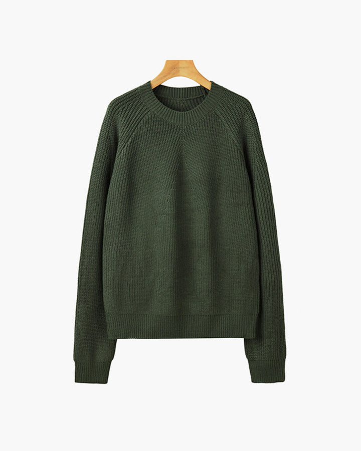 Men's ribbed crew neck sweater with long sleeves