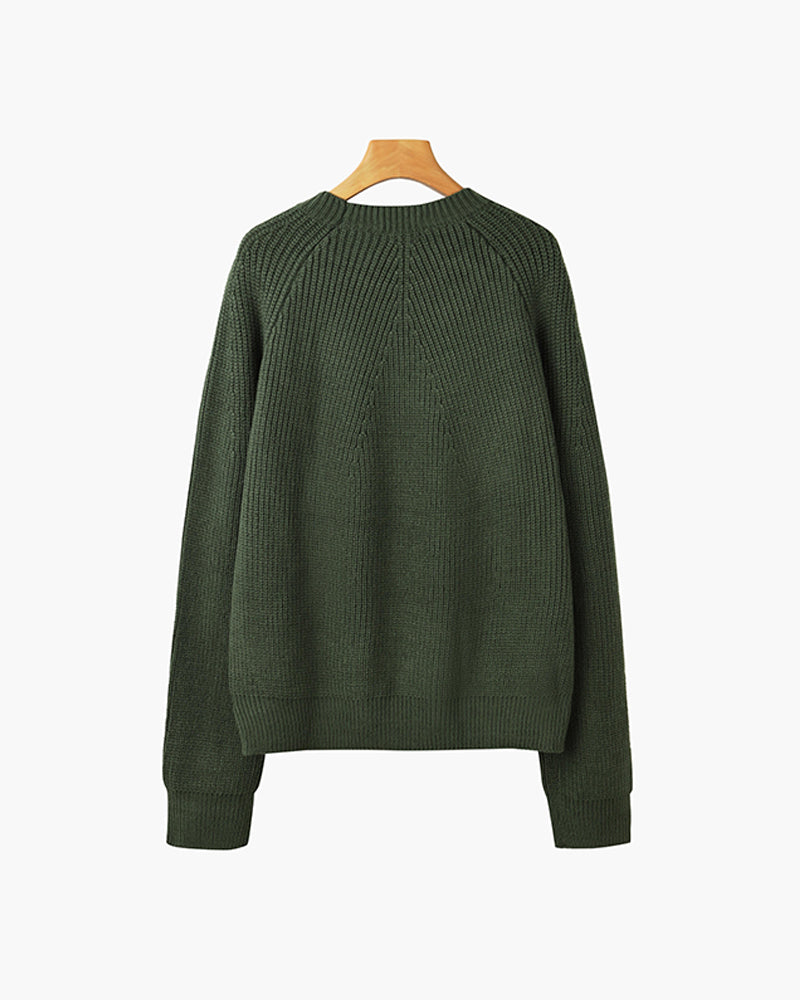 Men's ribbed crew neck sweater with long sleeves