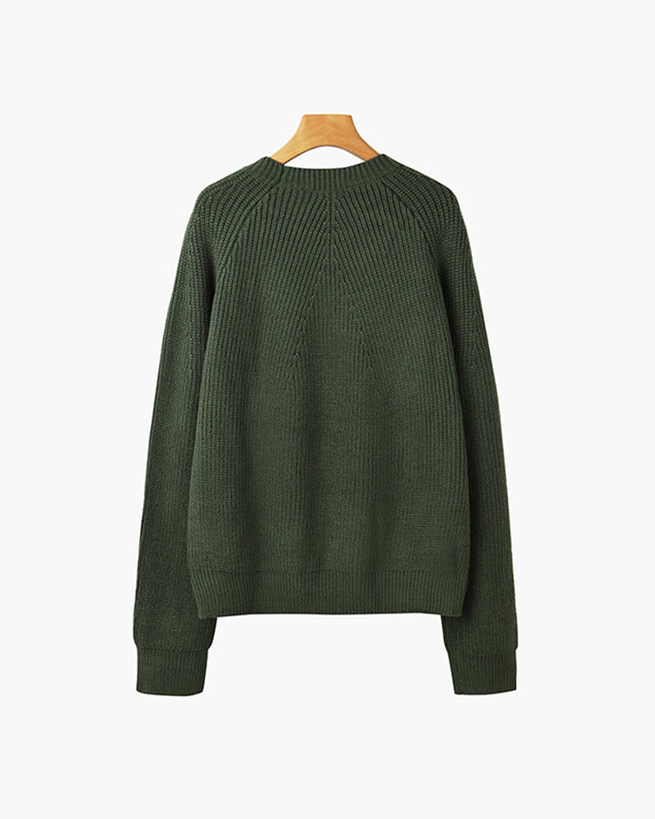 Men's ribbed crew neck sweater with long sleeves