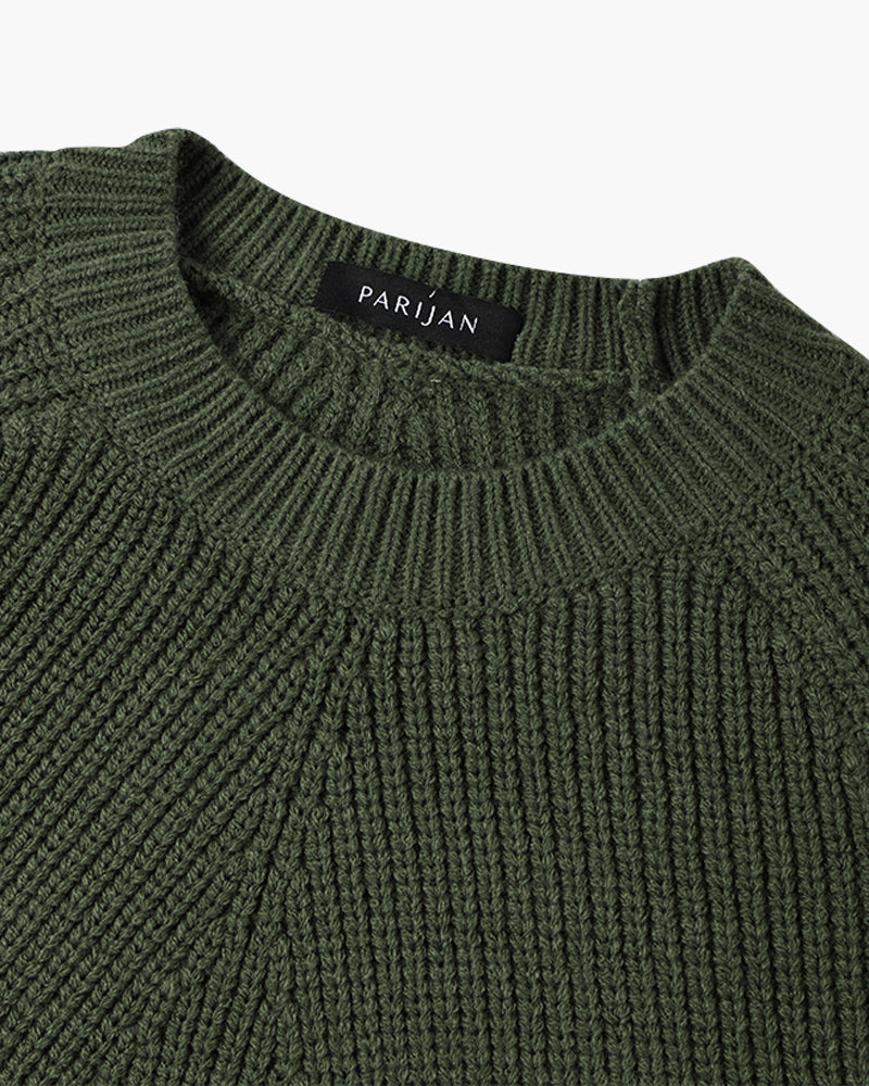 Men's ribbed crew neck sweater with long sleeves