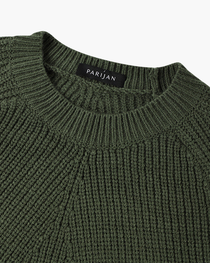 Men's ribbed crew neck sweater with long sleeves