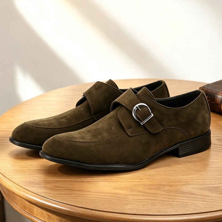 Monk-strap loafers with buckle fastening and low stacked heels