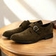 Monk-strap loafers with buckle fastening and low stacked heels