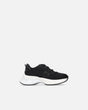 Black perforated lace-up sneakers with logo detail and chunky white sole
