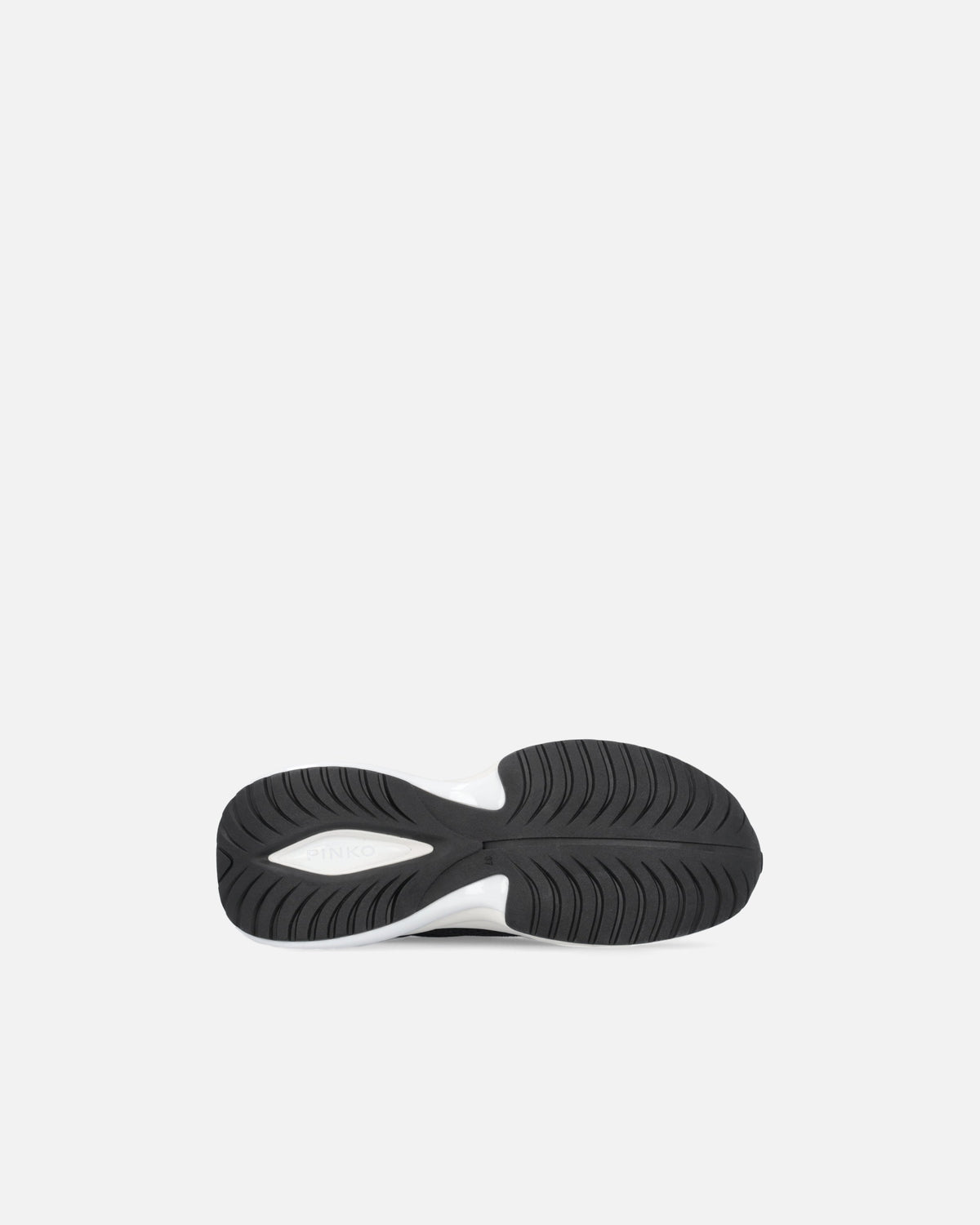Black perforated lace-up sneakers with logo detail and chunky white sole