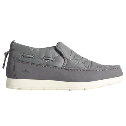 Quilted slip-on moccasin shoes with a low-top design