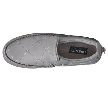 Quilted slip-on moccasin shoes with a low-top design