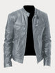 Unisex biker jacket with stand collar, long sleeves and zipped pockets