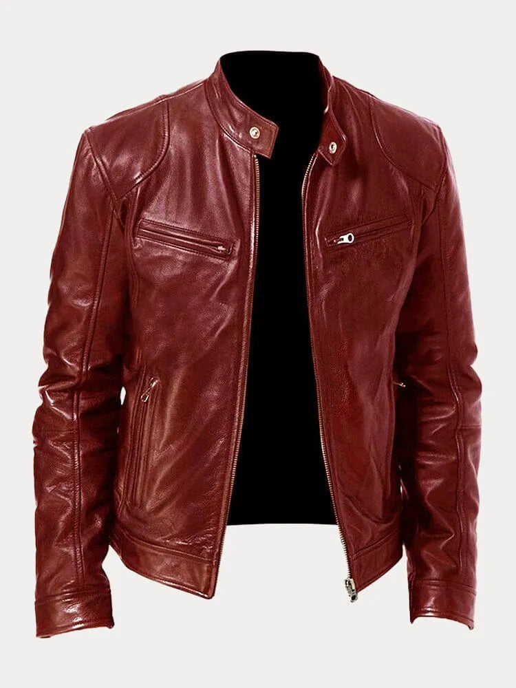 Unisex biker jacket with stand collar, long sleeves and zipped pockets