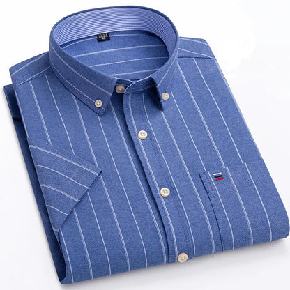 Men's Cotton Shirt, Tailored Fit Breathable Button-Up Business Casual Long Sleeve Shirt