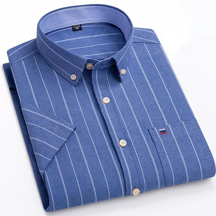 Men's Cotton Shirt, Tailored Fit Breathable Button-Up Business Casual Long Sleeve Shirt