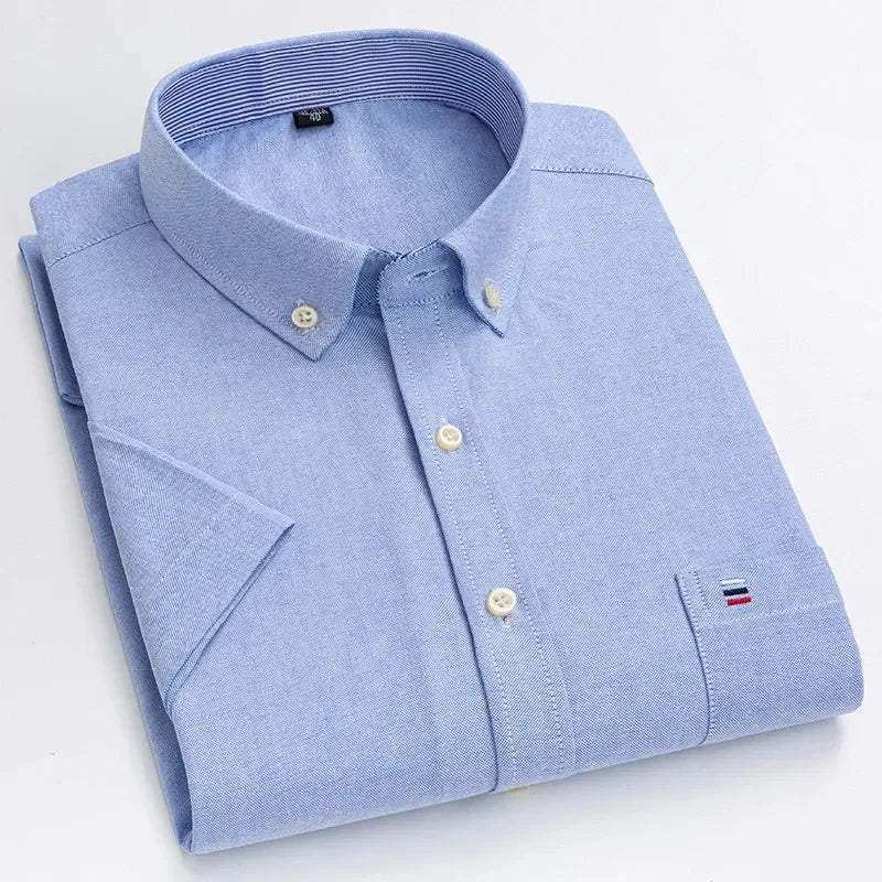 Men's Cotton Shirt, Tailored Fit Breathable Button-Up Business Casual Long Sleeve Shirt