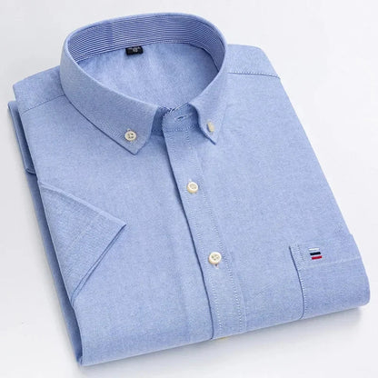Men's Cotton Shirt, Tailored Fit Breathable Button-Up Business Casual Long Sleeve Shirt