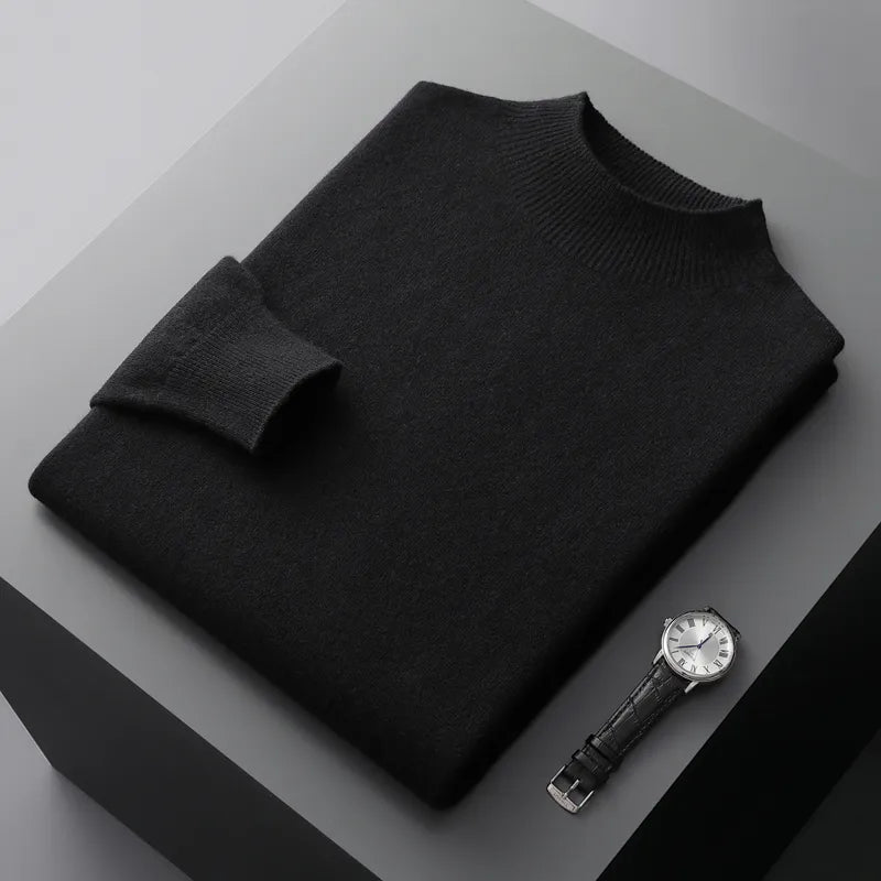 Men's plain crew neck knit sweater with ribbed trim