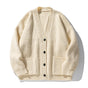 Ribbed knit cardigan with V-neck, buttons and two front pockets