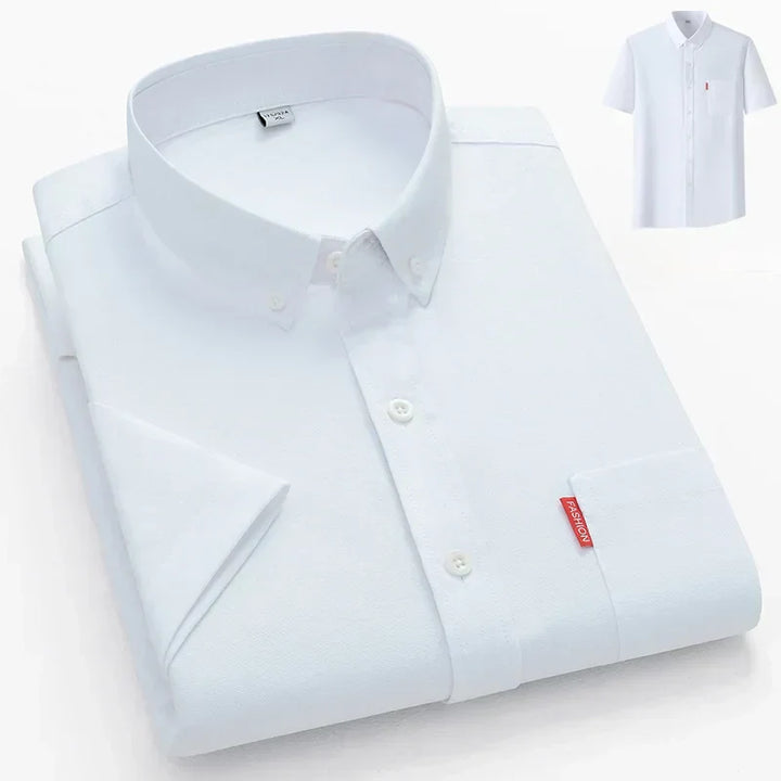 Men's Lightweight Cotton Shirt, Relaxed Fit Breathable Button-Up Summer Shirt Long Sleeve