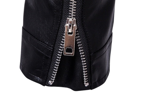 Men's fitted biker jacket with notched collar, angled zip, pockets and waist belt