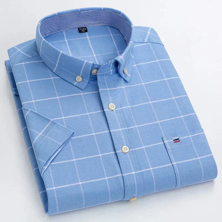 Men's Cotton Shirt, Tailored Fit Breathable Button-Up Business Casual Long Sleeve Shirt