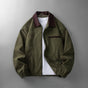 Men's corduroy zip jacket with contrast collar and multiple pockets