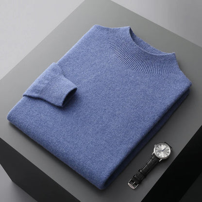 Men's plain crew neck knit sweater with ribbed trim