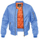 Men's quilted bomber jacket with zip front and ribbed trims