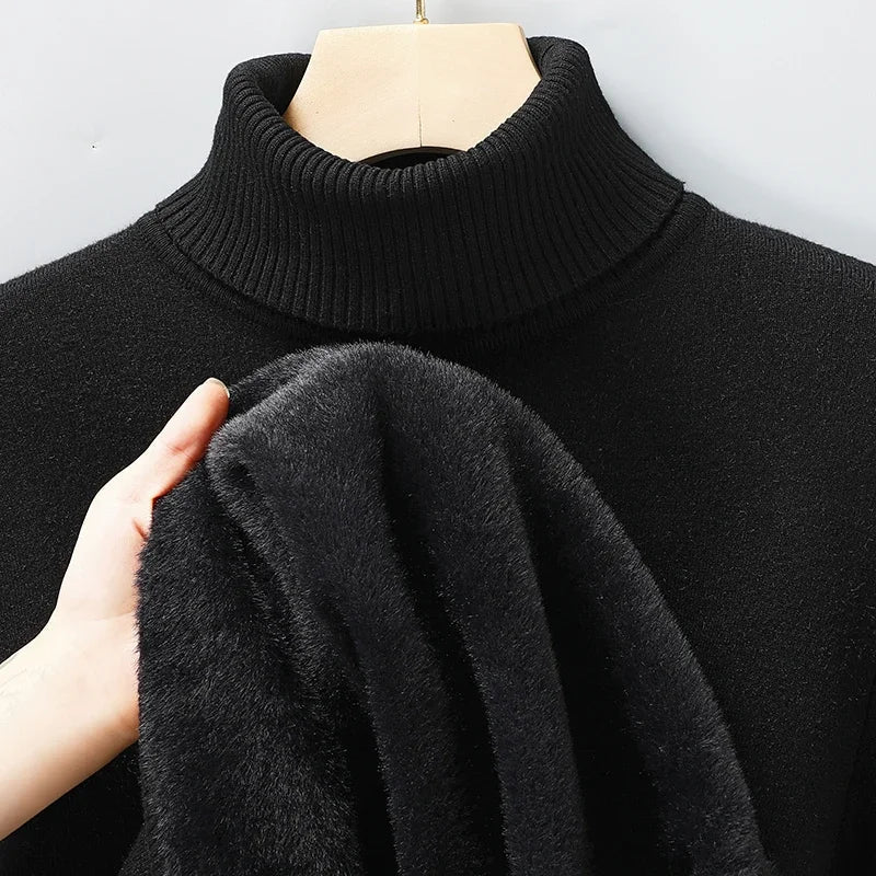 Plain turtleneck jumper with long sleeves