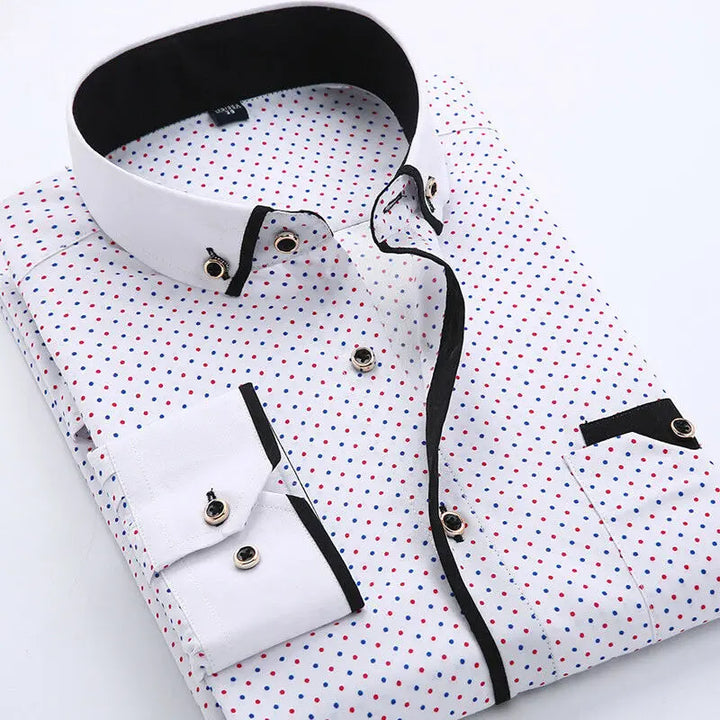 Men's Long Sleeve Shirt, Slim Fit Cotton Blend Button-Down Smart Casual Shirt