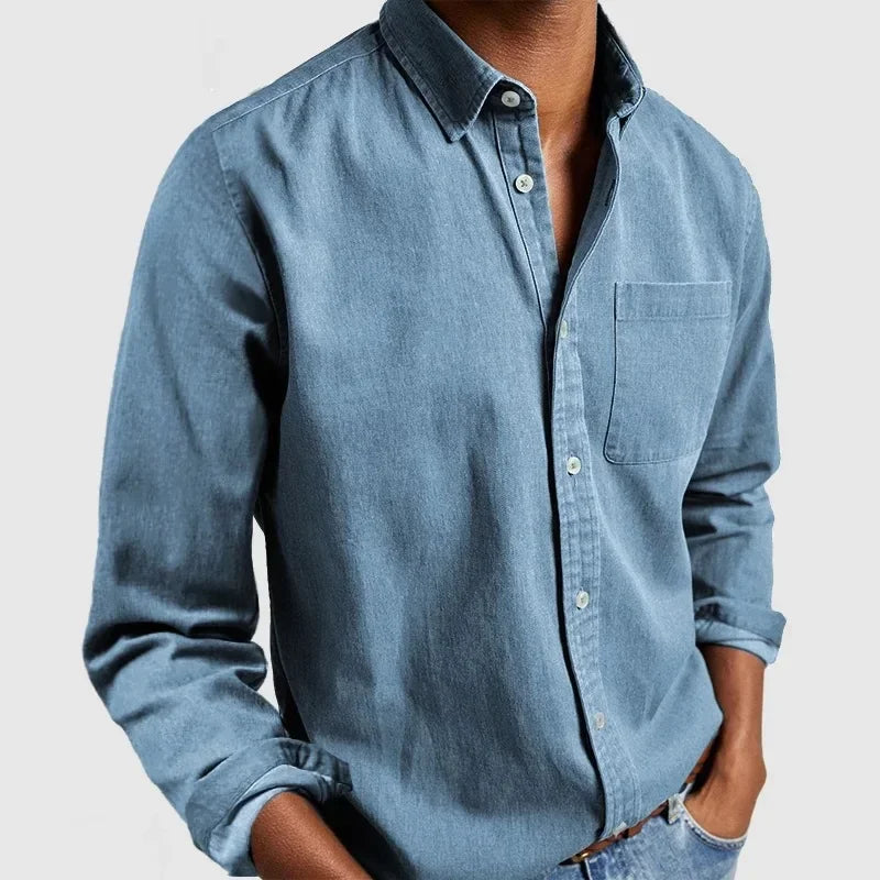 Men's Breathable Smart Casual Shirt, Long Sleeve Button-Down Regular Fit Dress Shirt