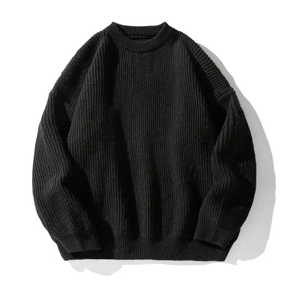 Ribbed knit sweater with crew neckline and long sleeves