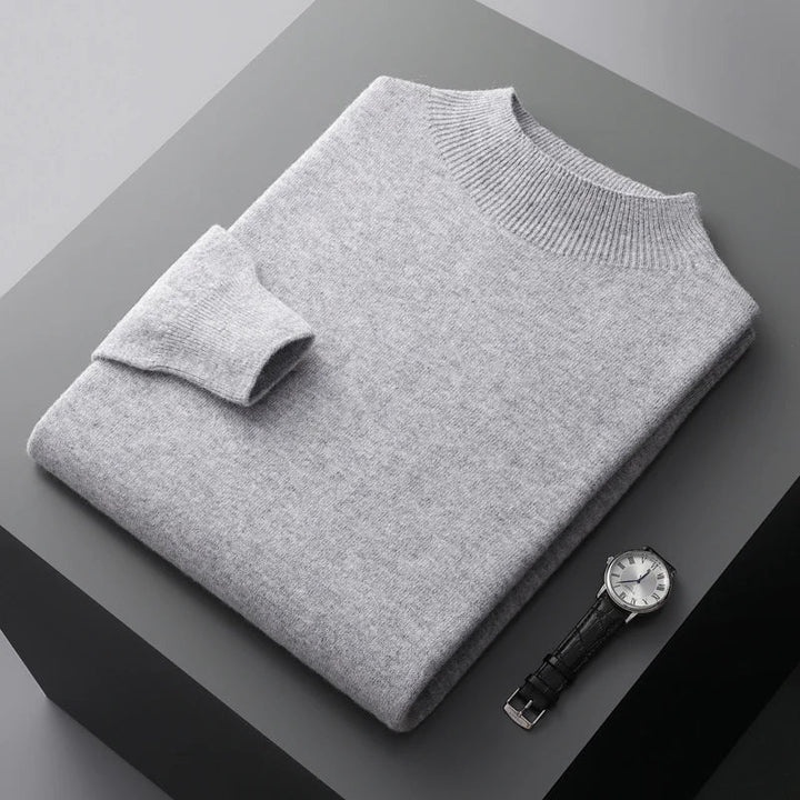 Men's plain crew neck knit sweater with ribbed trim