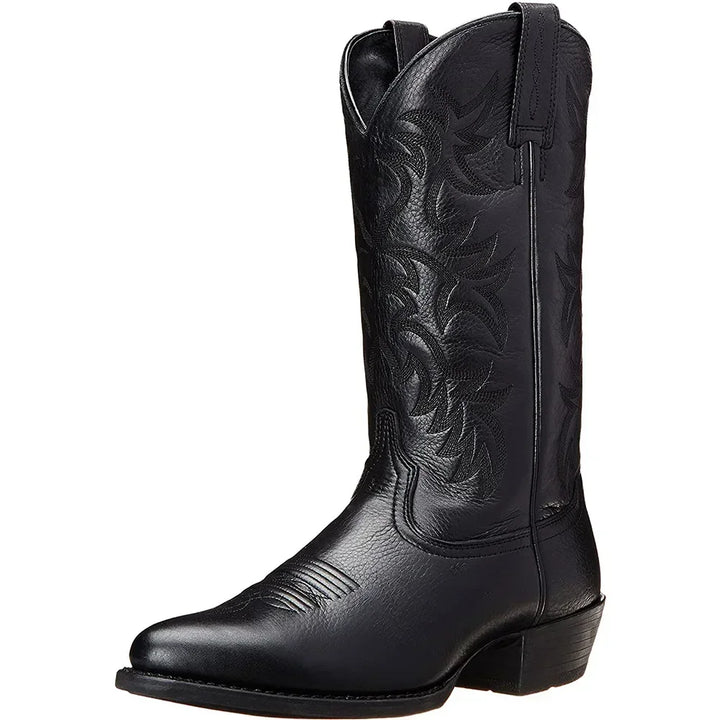 Men's tall embroidered cowboy boots with pointed toe