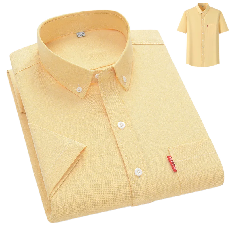 Men's Lightweight Cotton Shirt, Relaxed Fit Breathable Button-Up Summer Shirt Long Sleeve