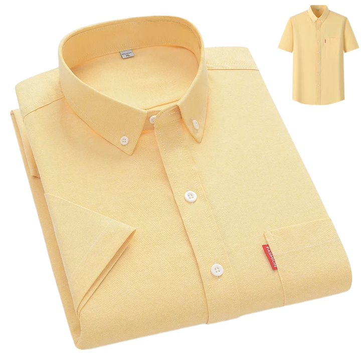 Men's Lightweight Cotton Shirt, Relaxed Fit Breathable Button-Up Summer Shirt Long Sleeve
