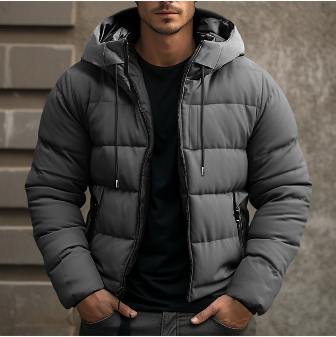 Men's hooded quilted puffer jacket