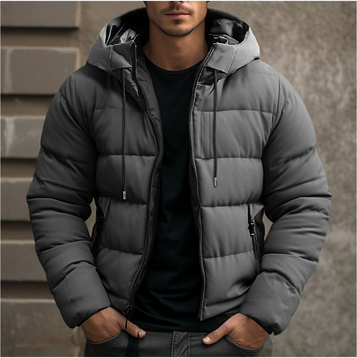 Men's hooded quilted puffer jacket