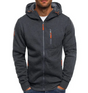 Men's hooded full-zip jacket with zipped pockets and long sleeves