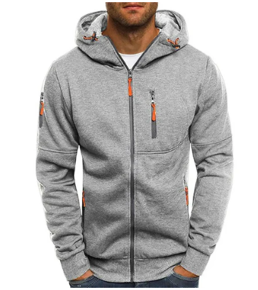Men's hooded full-zip jacket with zipped pockets and long sleeves