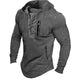 Men's hooded sweater with lace-up front and zip pockets