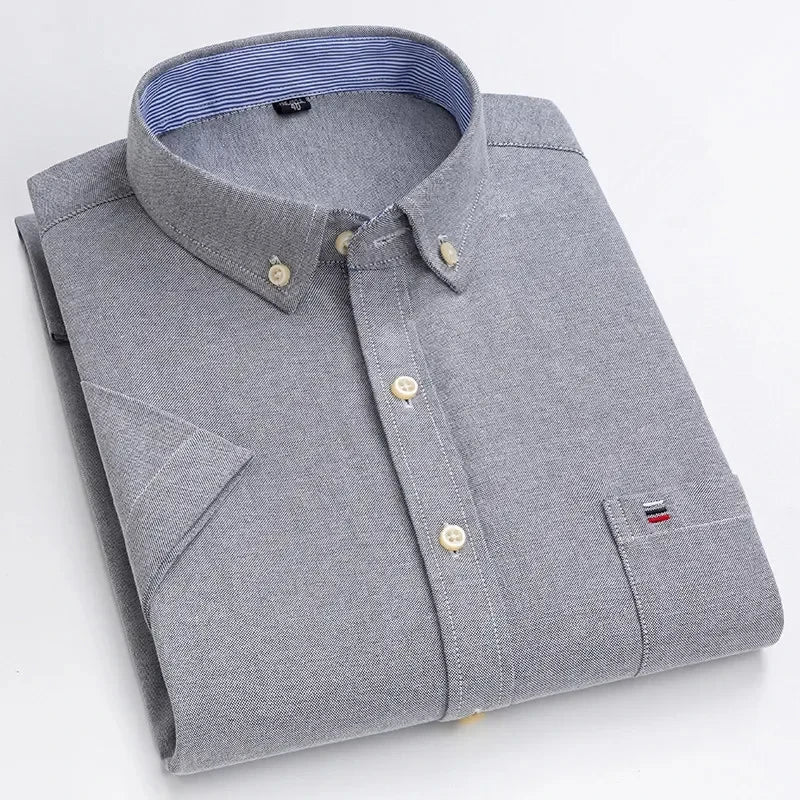 Men's Cotton Shirt, Tailored Fit Breathable Button-Up Business Casual Long Sleeve Shirt
