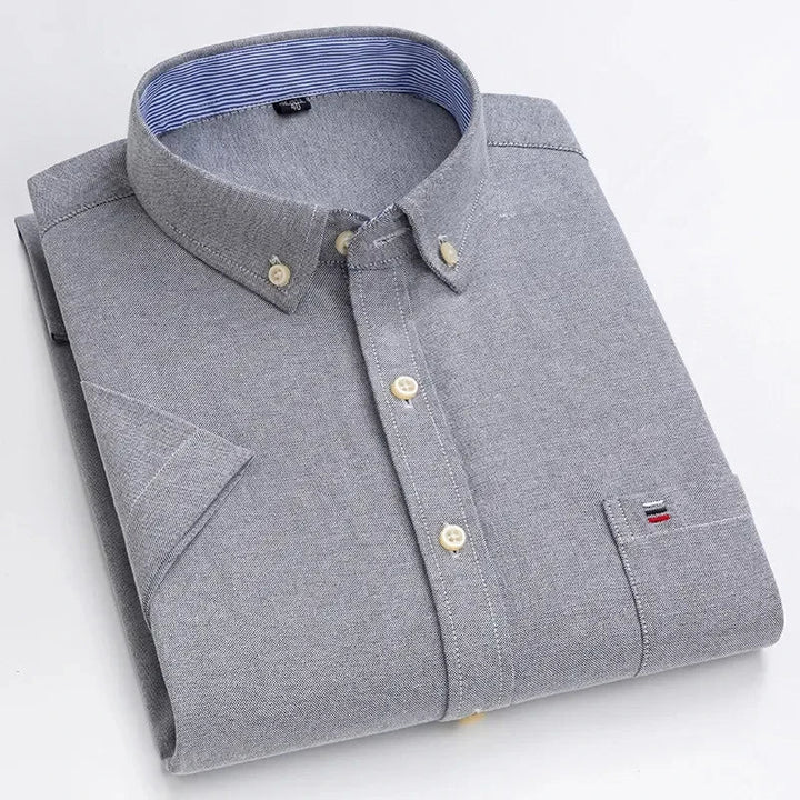 Men's Cotton Shirt, Tailored Fit Breathable Button-Up Business Casual Long Sleeve Shirt