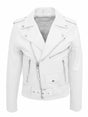 Men's fitted biker jacket with notched collar, angled zip, pockets and waist belt