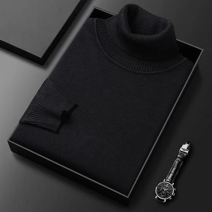 Ribbed turtleneck sweater with long sleeves and hip-length hem