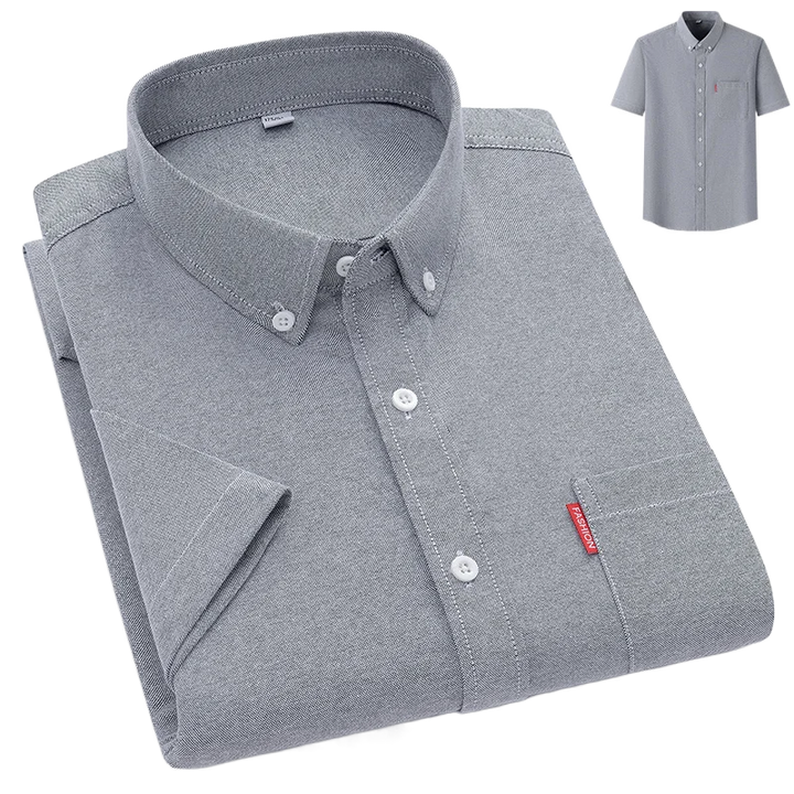 Men's Lightweight Cotton Shirt, Relaxed Fit Breathable Button-Up Summer Shirt Long Sleeve