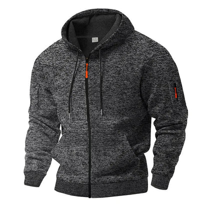 Men's hooded textured fleece jacket with full zip and long sleeves